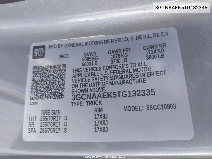 3GCNAAEK5TG132335 2026 Chevrolet Silverado 1500 2Wd Long Bed Wt