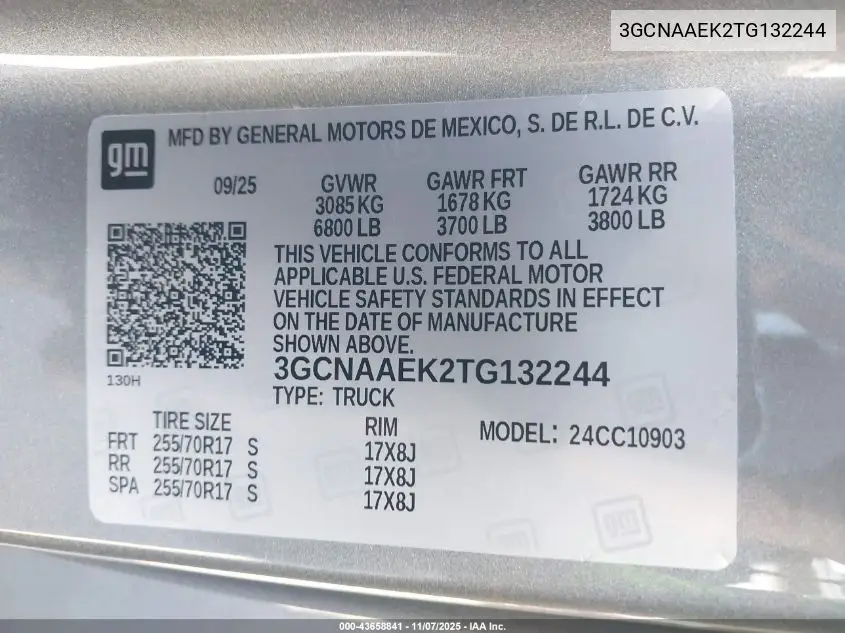 3GCNAAEK2TG132244 2026 Chevrolet Silverado 1500 2Wd Long Bed Wt