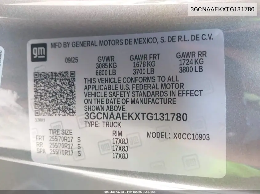 3GCNAAEKXTG131780 2026 Chevrolet Silverado 1500 2Wd Long Bed Wt