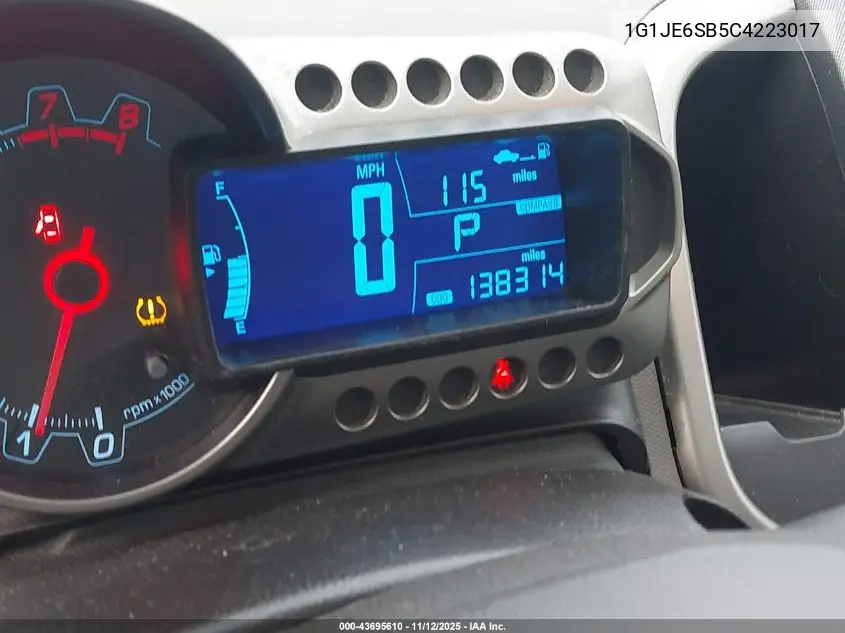1G1JE6SB5C4223017 2012 Chevrolet Sonic 2Lz