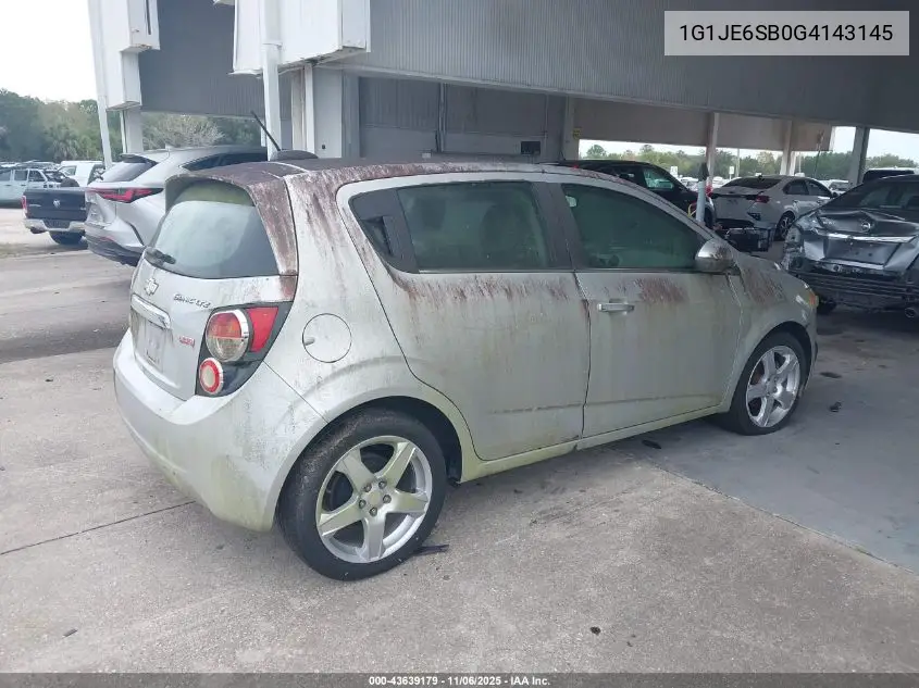1G1JE6SB0G4143145 2016 Chevrolet Sonic Ltz Auto