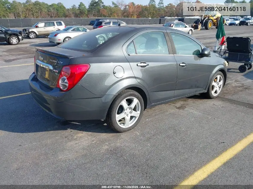 1G1JE5SB2G4160118 2016 Chevrolet Sonic Ltz Auto