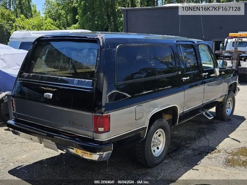 1989 Chevrolet Suburban V1500 VIN: 1GNEN16K7KF167128 Lot: 39504641