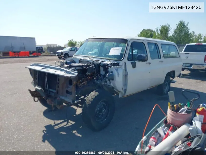 1991 Chevrolet Suburban V2500 VIN: 1GNGV26K1MF123420 Lot: 40289867