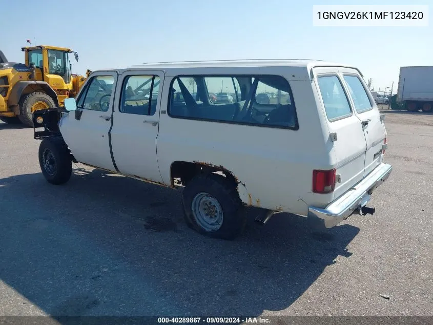 1991 Chevrolet Suburban V2500 VIN: 1GNGV26K1MF123420 Lot: 40289867