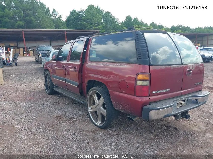 1GNEC16T71J216158 2001 Chevrolet Suburban Lt