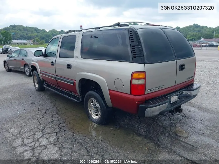 3GNGK26G31G207320 2001 Chevrolet Suburban 2500 Ls