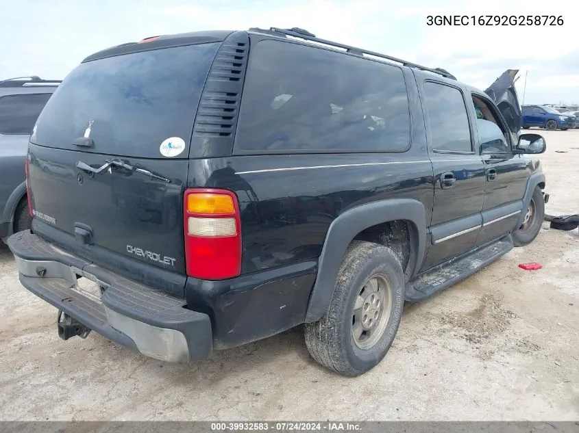 2002 Chevrolet Suburban 1500 Lt VIN: 3GNEC16Z92G258726 Lot: 39932583