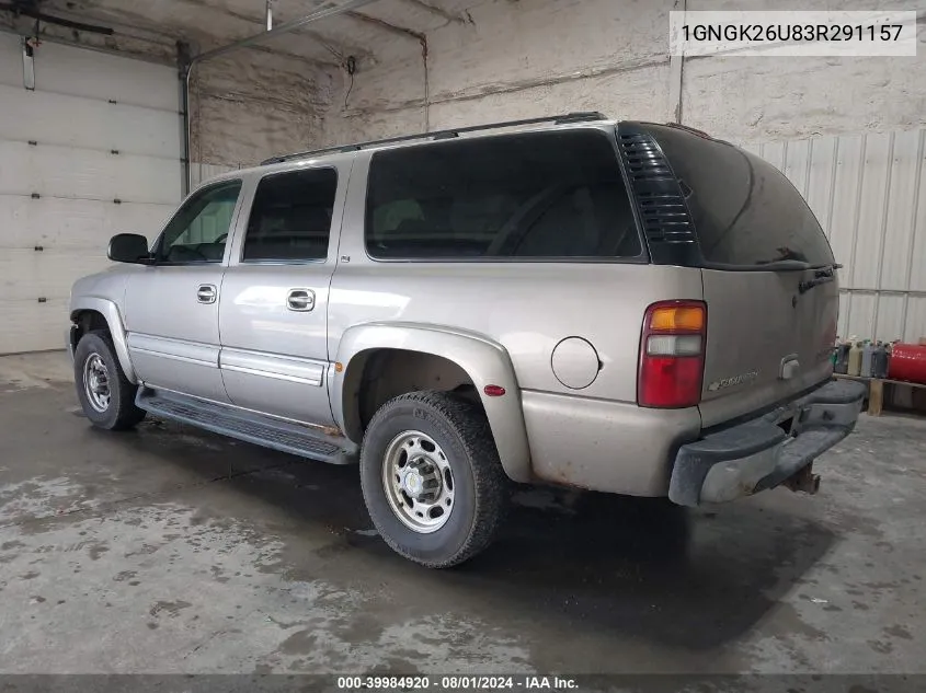 2003 Chevrolet Suburban 2500 Lt VIN: 1GNGK26U83R291157 Lot: 39984920