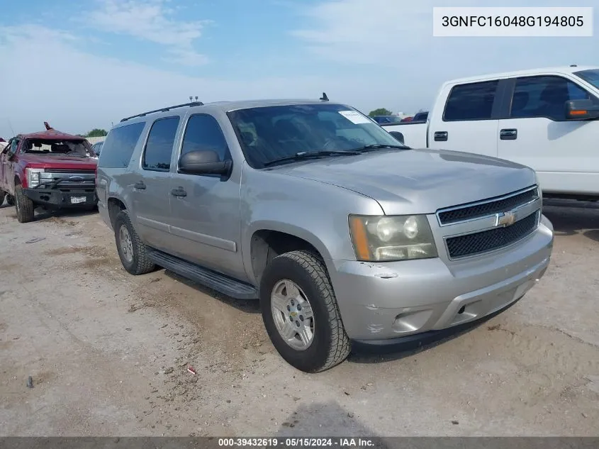 2008 Chevrolet Suburban C1500 Ls VIN: 3GNFC16048G194805 Lot: 39432619