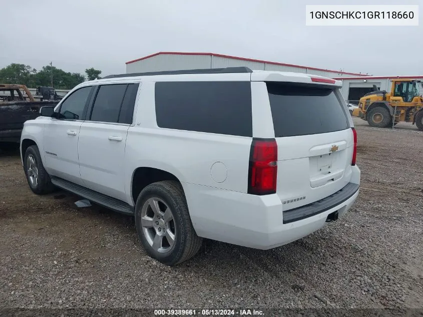 2016 Chevrolet Suburban Lt VIN: 1GNSCHKC1GR118660 Lot: 39389661