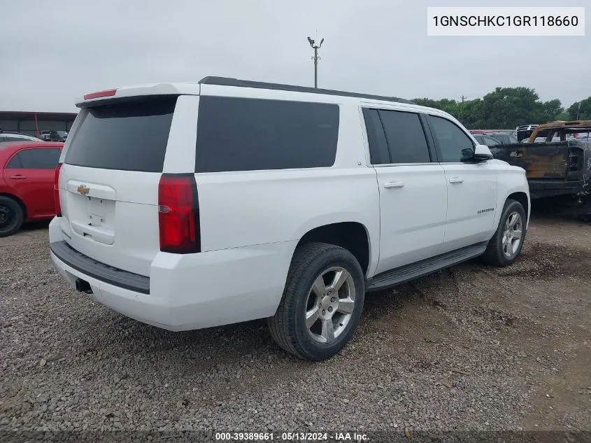 1GNSCHKC1GR118660 2016 Chevrolet Suburban Lt