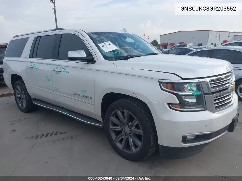 1GNSCJKC8GR203552 2016 Chevrolet Suburban Ltz