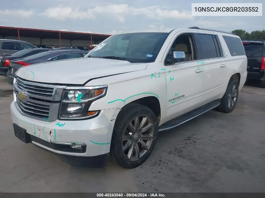 2016 Chevrolet Suburban Ltz VIN: 1GNSCJKC8GR203552 Lot: 40243040