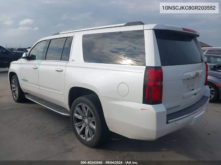 1GNSCJKC8GR203552 2016 Chevrolet Suburban Ltz