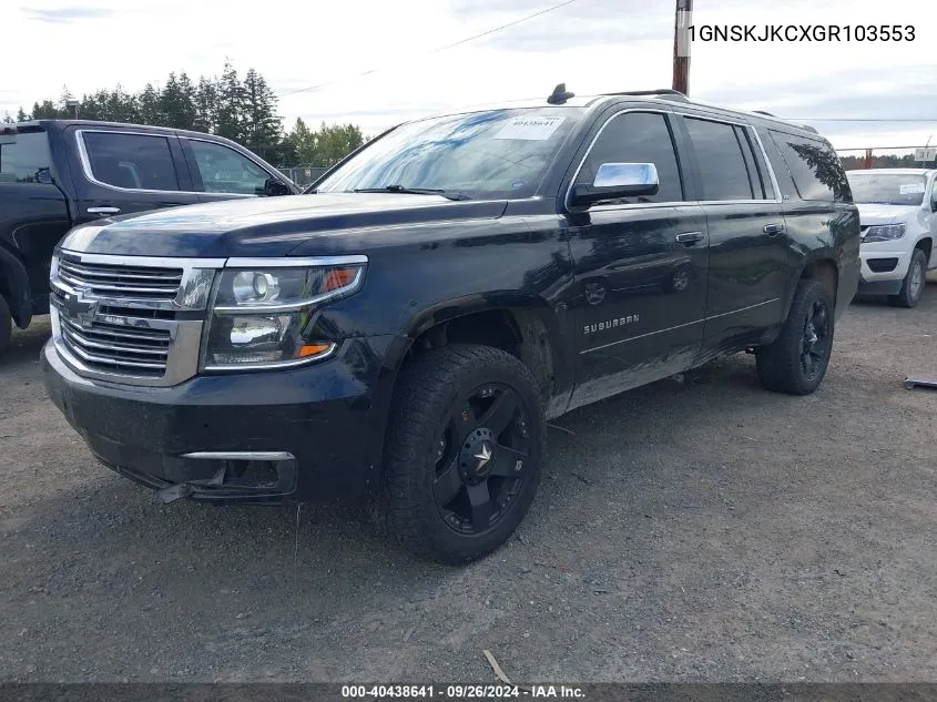 2016 Chevrolet Suburban Ltz VIN: 1GNSKJKCXGR103553 Lot: 40438641