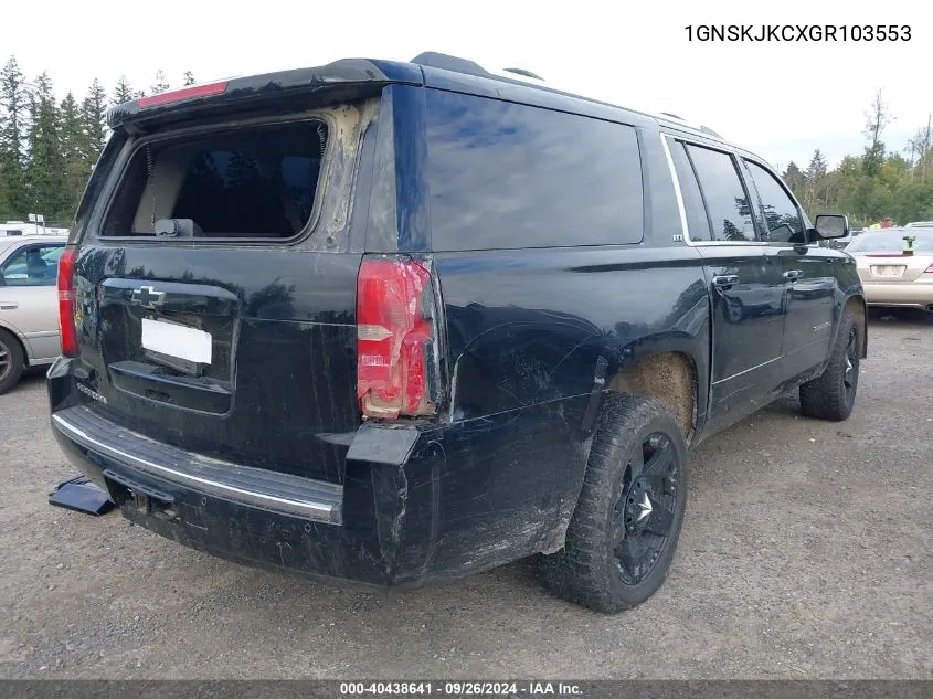 2016 Chevrolet Suburban Ltz VIN: 1GNSKJKCXGR103553 Lot: 40438641