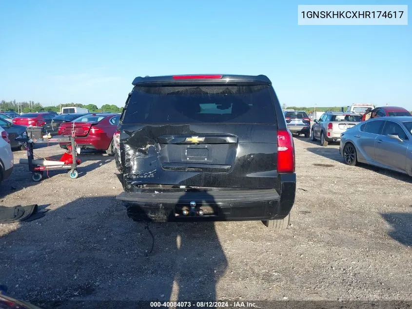 2017 Chevrolet Suburban Lt VIN: 1GNSKHKCXHR174617 Lot: 40084073