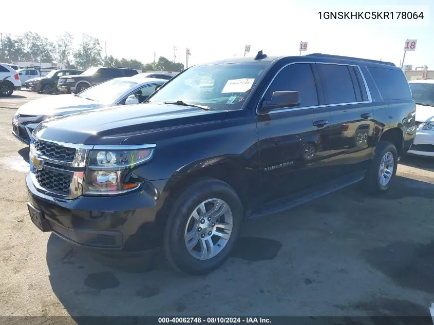 2019 Chevrolet Suburban Lt VIN: 1GNSKHKC5KR178064 Lot: 40062748