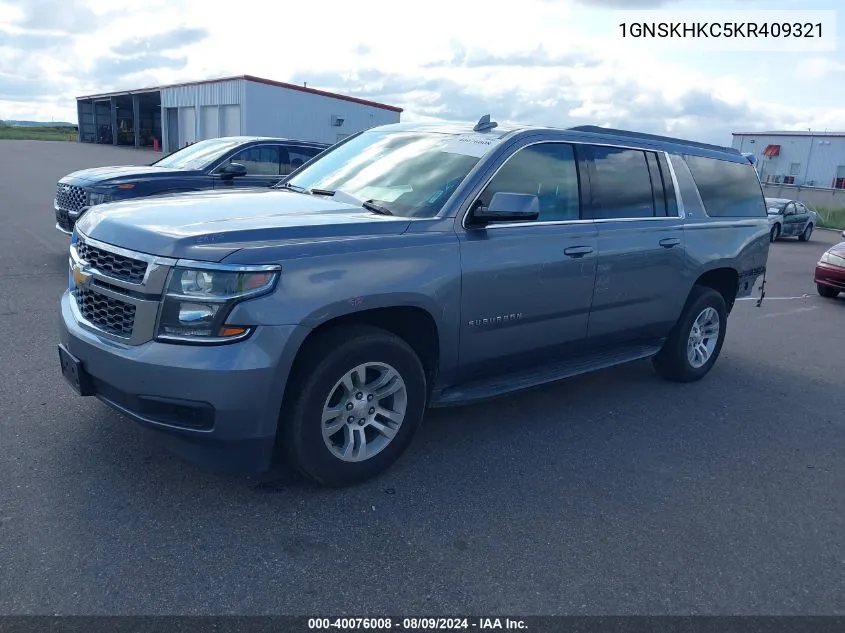 2019 Chevrolet Suburban Lt VIN: 1GNSKHKC5KR409321 Lot: 40076008