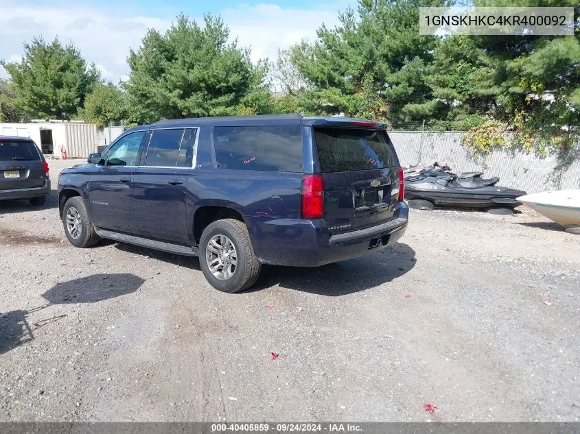 2019 Chevrolet Suburban Lt VIN: 1GNSKHKC4KR400092 Lot: 40405859