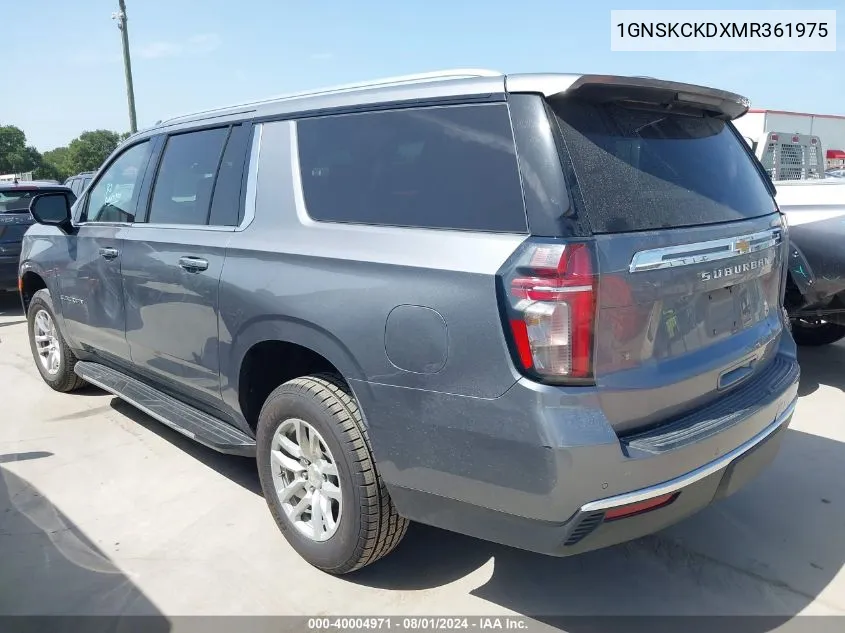 2021 Chevrolet Suburban K1500 Lt VIN: 1GNSKCKDXMR361975 Lot: 40004971