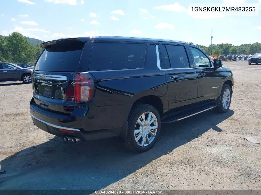 2021 Chevrolet Suburban 4Wd High Country VIN: 1GNSKGKL7MR483255 Lot: 40204879