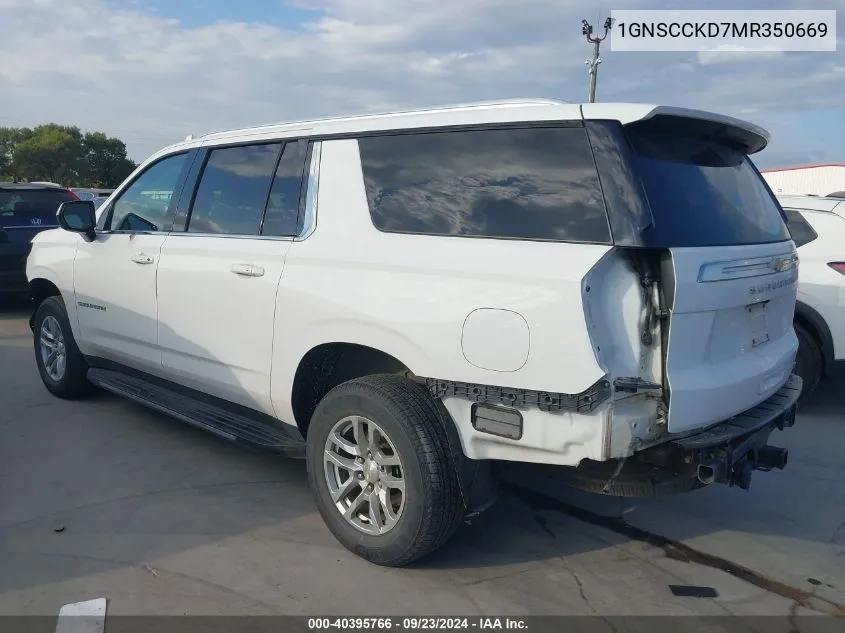 2021 Chevrolet Suburban 2Wd Lt VIN: 1GNSCCKD7MR350669 Lot: 40395766