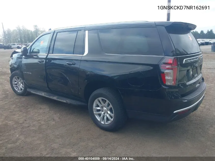 2022 Chevrolet Suburban 4Wd Lt VIN: 1GNSKCKD7NR162691 Lot: 40104559