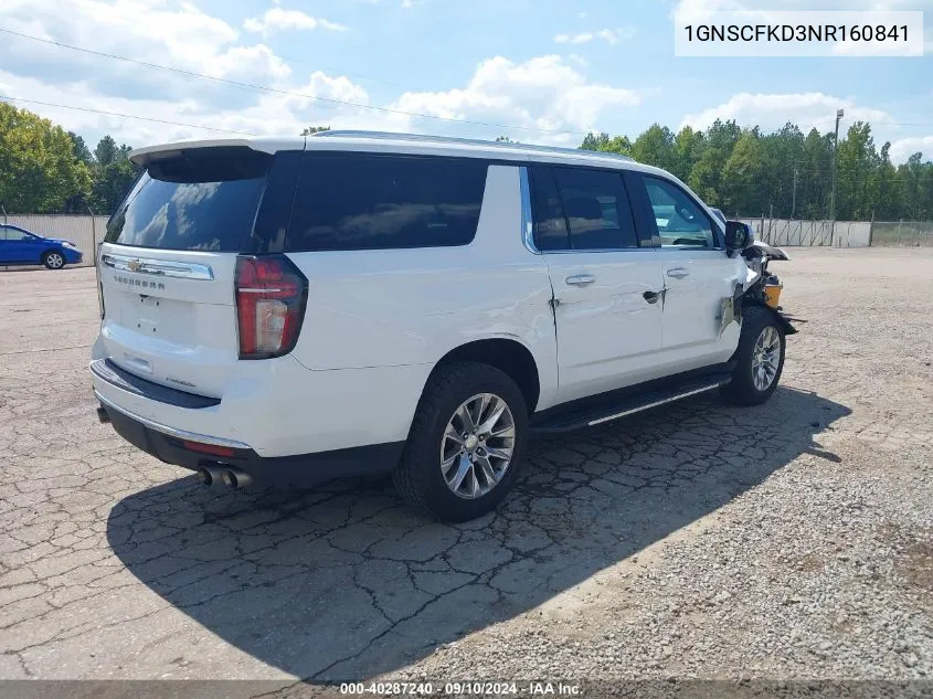 2022 Chevrolet Suburban 2Wd Premier VIN: 1GNSCFKD3NR160841 Lot: 40287240