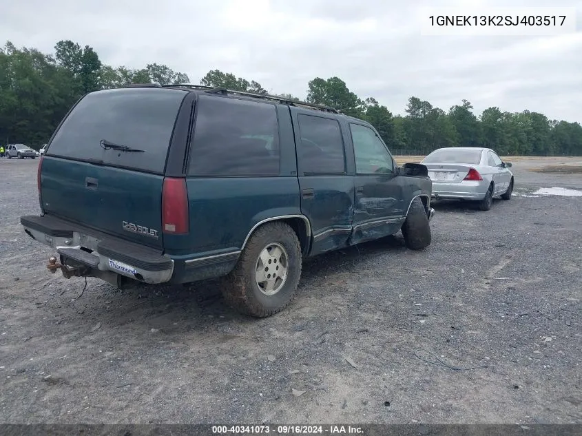 1995 Chevrolet Tahoe K1500 VIN: 1GNEK13K2SJ403517 Lot: 40341073