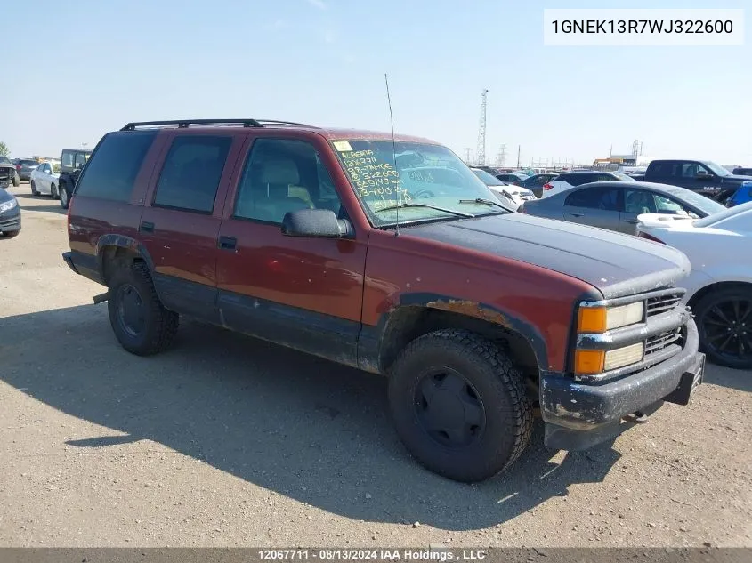 1998 Chevrolet Tahoe VIN: 1GNEK13R7WJ322600 Lot: 12067711