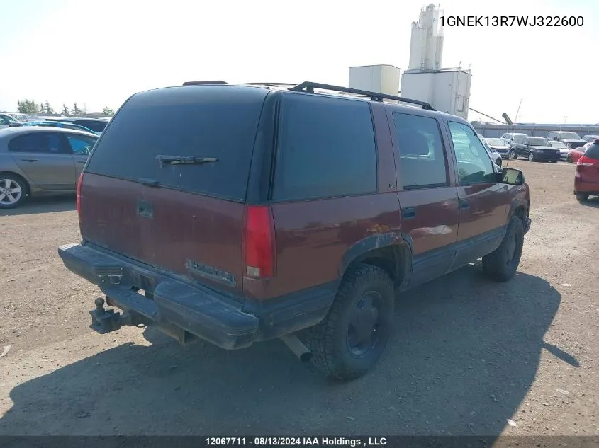 1998 Chevrolet Tahoe VIN: 1GNEK13R7WJ322600 Lot: 12067711