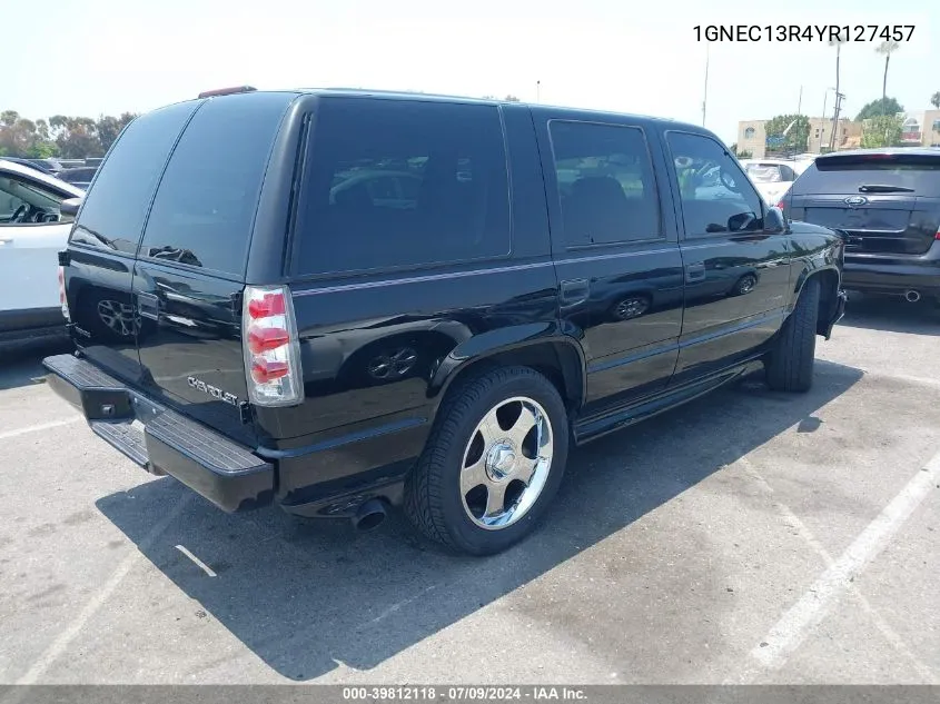 2000 Chevrolet Tahoe Limited VIN: 1GNEC13R4YR127457 Lot: 39812118