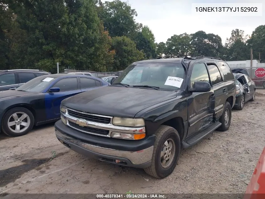 2000 Chevrolet Tahoe All New Lt VIN: 1GNEK13T7YJ152902 Lot: 40378341