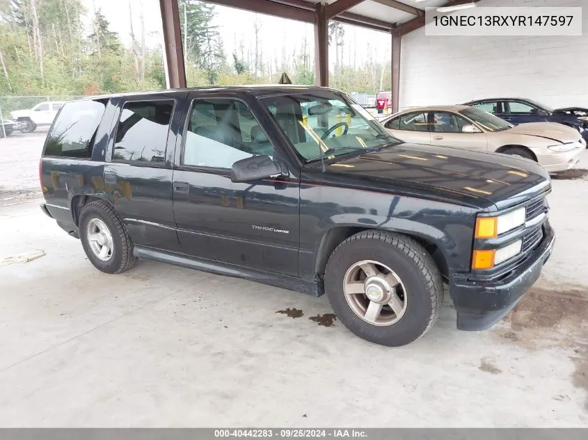 2000 Chevrolet Tahoe Limited VIN: 1GNEC13RXYR147597 Lot: 40442283