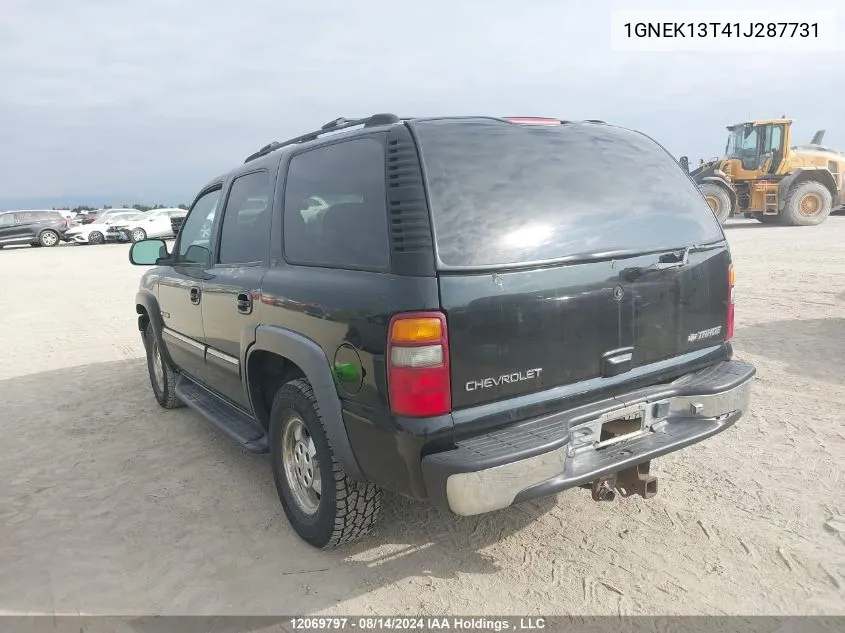 2001 Chevrolet Tahoe K1500 VIN: 1GNEK13T41J287731 Lot: 12069797