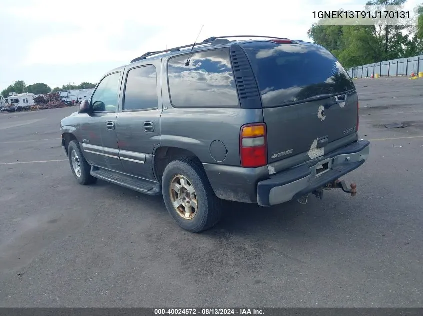 2001 Chevrolet Tahoe Lt VIN: 1GNEK13T91J170131 Lot: 40024572