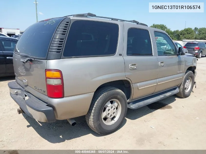 2001 Chevrolet Tahoe C1500 VIN: 1GNEC13T01R106574 Lot: 40045365