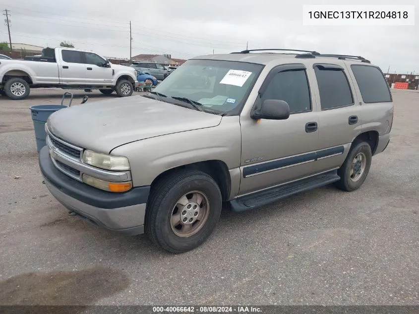 2001 Chevrolet Tahoe Ls VIN: 1GNEC13TX1R204818 Lot: 40066642