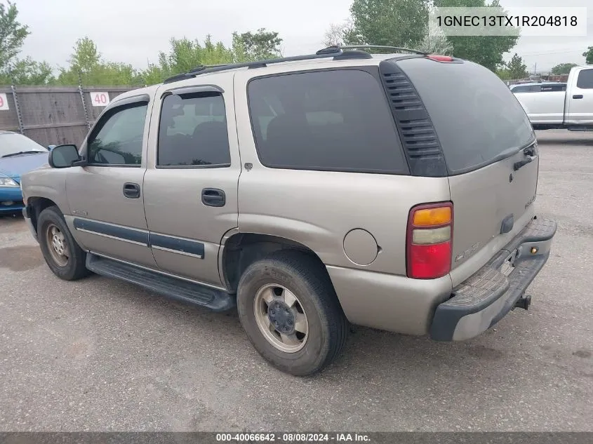 1GNEC13TX1R204818 2001 Chevrolet Tahoe Ls