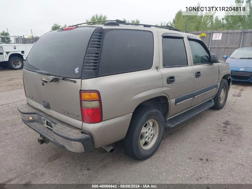 1GNEC13TX1R204818 2001 Chevrolet Tahoe Ls