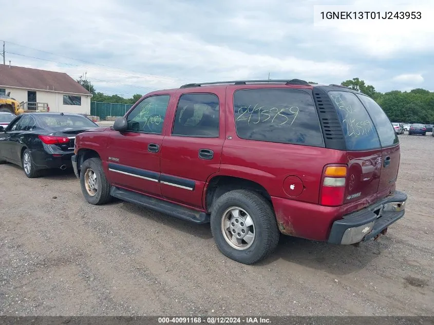 2001 Chevrolet Tahoe Ls VIN: 1GNEK13T01J243953 Lot: 40091168