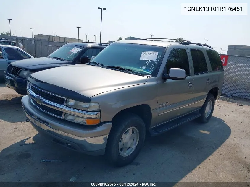 2001 Chevrolet Tahoe Lt VIN: 1GNEK13T01R176451 Lot: 40102575