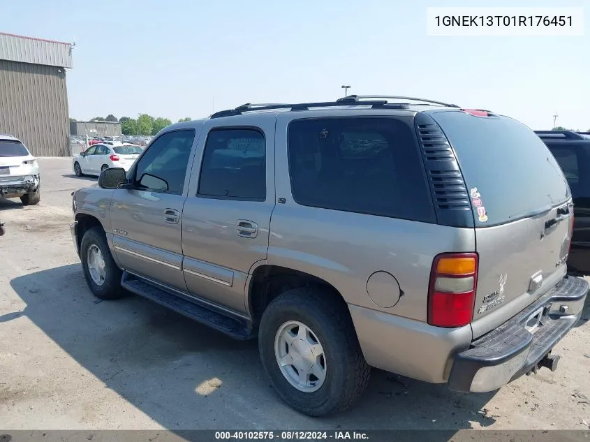 2001 Chevrolet Tahoe Lt VIN: 1GNEK13T01R176451 Lot: 40102575