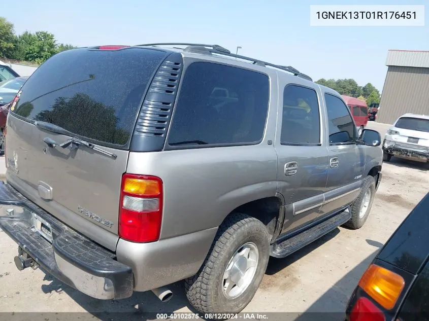 2001 Chevrolet Tahoe Lt VIN: 1GNEK13T01R176451 Lot: 40102575