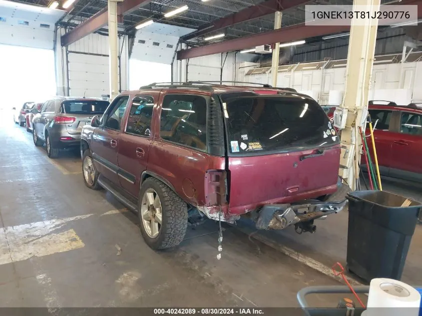 2001 Chevrolet Tahoe Lt VIN: 1GNEK13T81J290776 Lot: 40242089