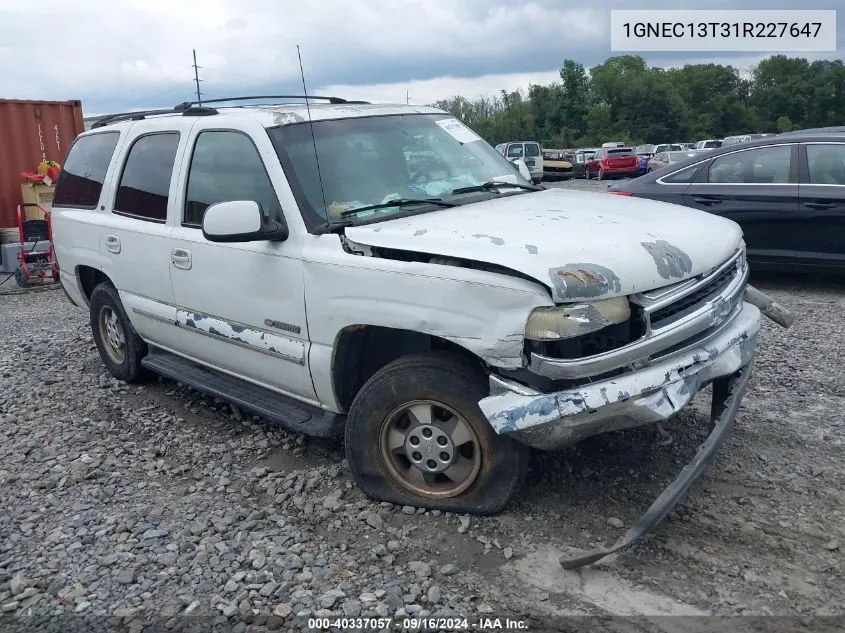 2001 Chevrolet Tahoe Lt VIN: 1GNEC13T31R227647 Lot: 40337057