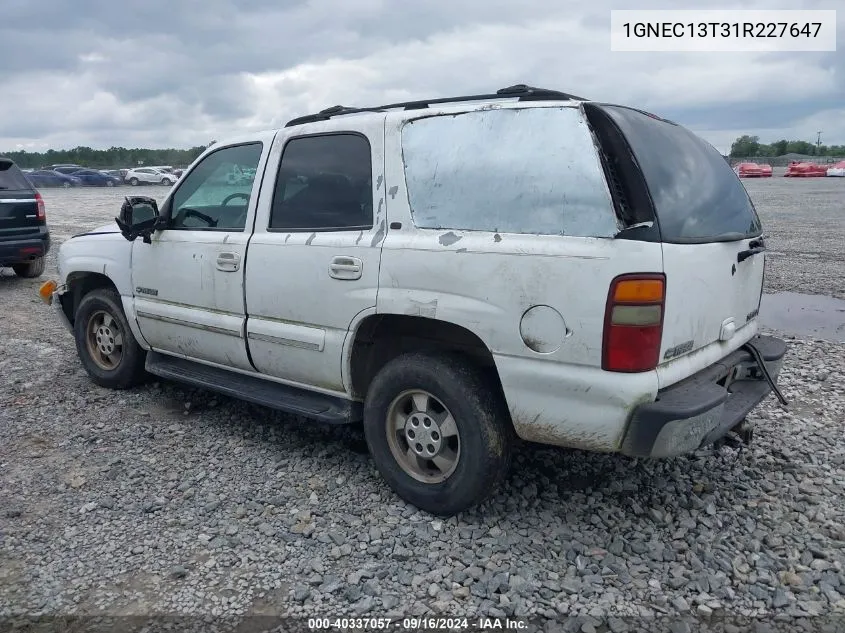 2001 Chevrolet Tahoe Lt VIN: 1GNEC13T31R227647 Lot: 40337057