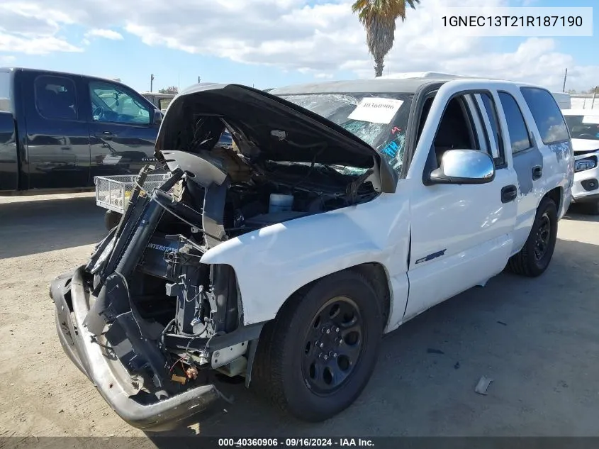 2001 Chevrolet Tahoe Ls VIN: 1GNEC13T21R187190 Lot: 40360906